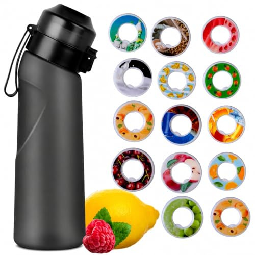 Generisch Sports Air Scent Water Bottle Set da 650 ML | include 12 baccelli per frutta & straw | bottiglia da drinking in ,for kids, boys, girls | no calories, sugar-free (opaco)