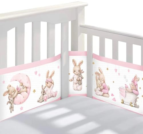 Guyisile 2 Stück Bettumrandung Babybett,Waschbarer,340cmx30cm + 160cmx30cm | 3D-Mesh Bettumrandung Nestchen Breathable 4-Seitiges Netzfutter für Kinderbetten-Verstellbar,Trennnetz bett Abnehmbar