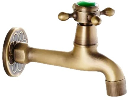 Decorative Brass Outdoor Faucet, Wall-Mounted Garden Tap with Ceramic Valve for Patio, Lawn, and Utility Sink(CT001Y)