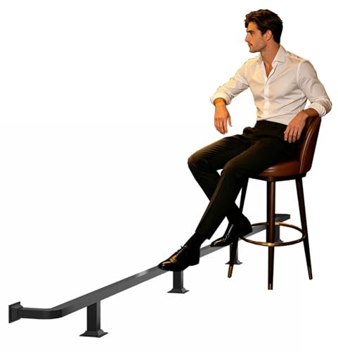 Fußstütze Fußleiste Quadratische Rohr Fußleiste Bar, Edelstahl Bar Fußstütze mit Halterungen, Bar Theken Fußleisten Kit für Gewerbliche Restaurants(Black,6ft/183cm)