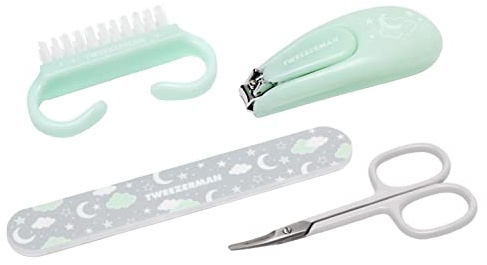 Tweezerman Baby Manicure Kit Includes Nail Clipper, Grooming Brush, Nail Trimming Scissors, and Nail File