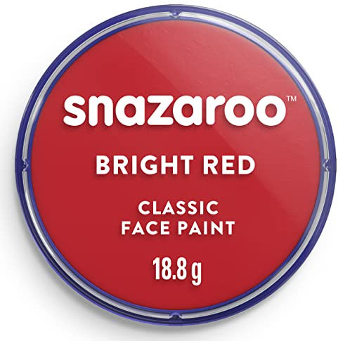 Snazaroo Pintura Facial Y Corporal, 18 ml, Rojo Brillante, profesional a base de agua, pastilla de aquacolor individual para adultos, niños y efectos especiales