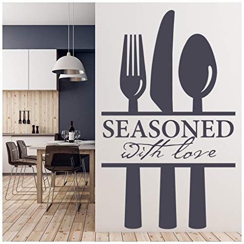 azutura Seasoned With Love Kitchen Quote Wall Sticker available in 5 Sizes and 25 Colours Royal Blue