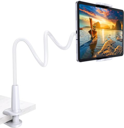 TRYONE Gooseneck Tablet Holder Stand for Bed Adjustable Flexible Arm Tablets Mount Clamp on Table Compatible with iPad Air Mini | Galaxy Tabs | Kindle Fire | Switch or Other 4.7-10.5 Devices