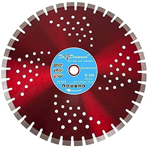 DR. DIAMOND | Diamanttrennscheibe Red Booster 350 mm für Kalksandstein & Stahlbeton mit 12 mm Spezial Diamantzahn-Segmenten | 350x 25,4 mm