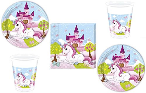 52-piezas juego de partido Unicornio - unicornio - Plato Vaso Servilletas para 16 Niños