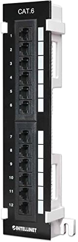 Intellinet 12-Port Cat6 Wall-Mount Patch Panel with 89D Bracket, Black