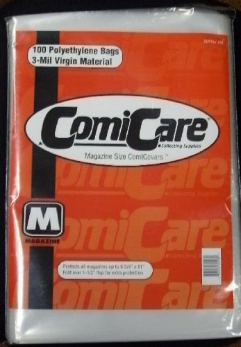 ComiCare Magazine Size Comic Book Polyethylene Bags 8-3/4 x 11 Plus 1 1/2 Flap