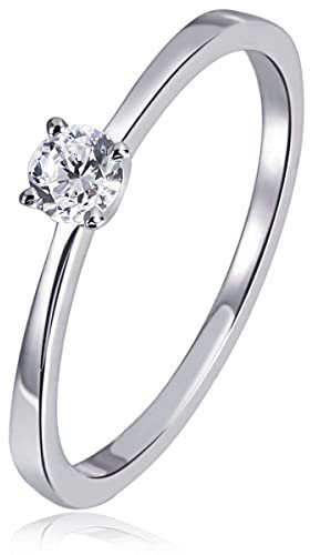 Goldmaid Damen-Ring Solitär Verlobungsring 585 Weißgold 1 Brillant 0,10 ct. Gr. 56 So R6169WG56 Ehering Trauring Schmuck