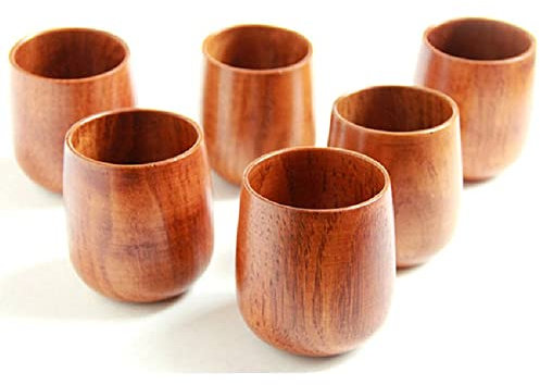 Moyishi Top-Grade Natural Solid Wood Wooden Tea Cup Wine Mug 250ml,Set of 4 by Moyishi