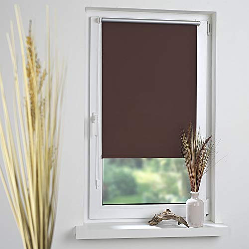 Liedeco® Rollo Klemmfix Thermobeschichtet - 45 x 150 cm braun (B x H) / lichtundurchlässig verdunkelnd stufenlos verstellbar/kein Bohren; Klemmen/Klemmfix Rollo Sonnenschutz Sichtschutz