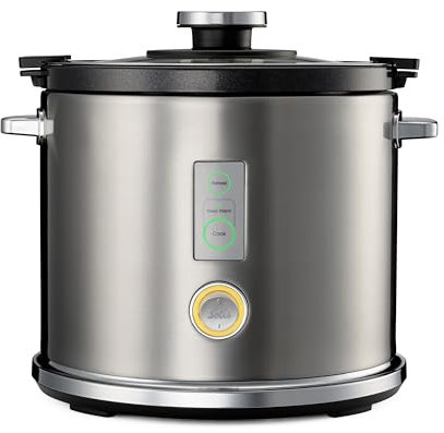 Solis Rice Cooker Multi – Reiskocher mit Dampfgarfunktion, Warmhalte- & Aufwärmfunktion – 6 Tassen Kapazität, PFAS-freie Antihaftbeschichtung, Edelstahlgehäuse, Glasdeckel, 650W
