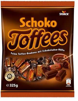 Schoko Toffees - 1 x 325g - Schokoladen Toffees mit feinherbem Schokoladenüberzug (30 Prozent)