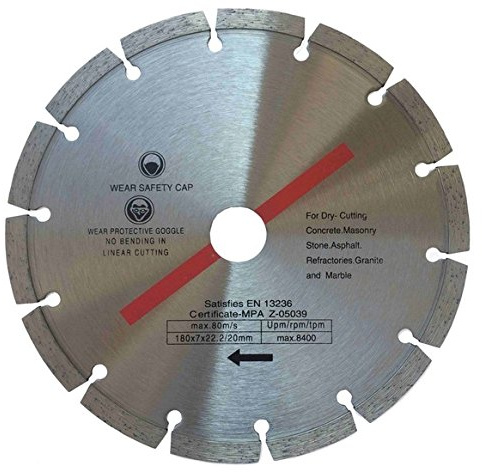 Weischer® - Diamanttrennscheibe 230 x 22,23 mm | Universal Diamantscheibe Trennscheibe segmentiert | für Beton, Stein, Ziegel, Klinker, Pflaster, Mauerwerk | Segmenthöhe 10 mm| Trockenschnitt