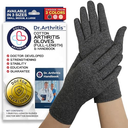 Von Ärzten Entworfen, Arthrose Handschuhe, Weiche Kompressionshandschuhe, Arthritis Handschuhe für Damen/Herren, Volle Handschuhe für Raynauds-Krankheit und Karpaltunnel [Grau,