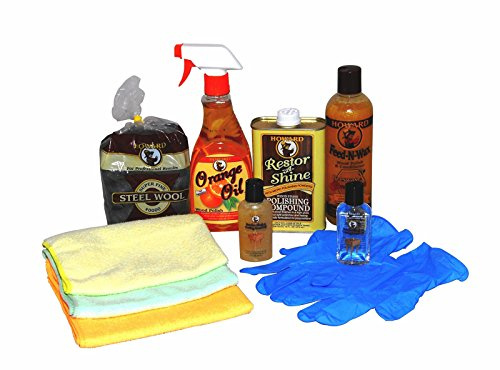 Howard Restor A Shine Complete Wood Care Kit for Furniture, Fine Antique Polish, Wax Conditioner and Surface Scratch Remover, 3 Piece Restoration Set