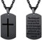 Cross Jewelry Mens Womens Cross Pendant for Men Necklace Black Dog Tag Chain Pendants Military Dog Tag Dogtag Inspirational Necklace Gifts for Men Stainless Steel Chain