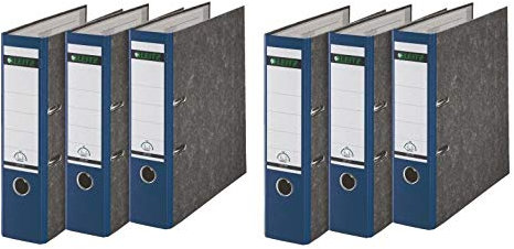 Leitz Qualitäts-Ordner, Wolkenmarmor-Papier, A4 6er Pack Blau