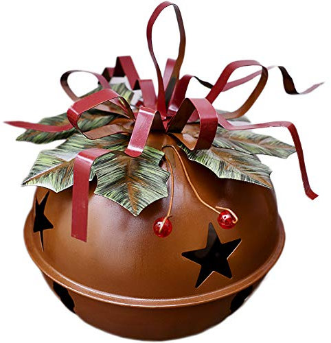Große Weihnachtsglocken-Dekoration, 17.8 x 17.8 cm, rustikale rote Glöckchen zum Aufhängen, Weihnachtsbaumglocke, Ornament, Weihnachtsdekoration, Party- und Festival-Dekoration (Bell B)