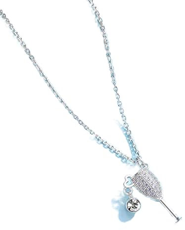 Handgemachte Weinglas Anhänger echte 925 Sterling Silber Party Hochzeit Anhänger Kette Halskette für Frauen Charme Schmuck