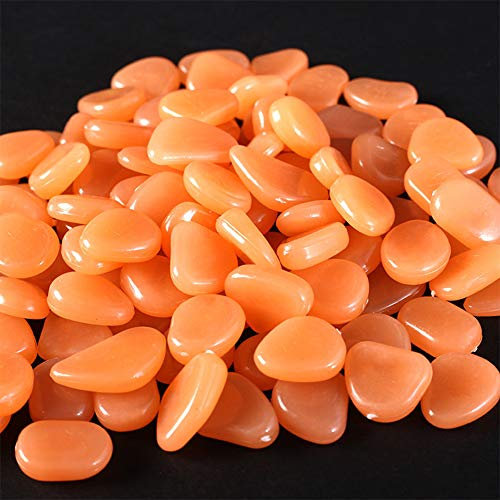 ETOPARS 100 Bunt Leuchtsteine für Aquarium, Künstlicher Leuchtstein Luminous Kies Aquarium, Leuchtsteine Aquarium, Fluoreszierende Kieselsteine, Leuchtende Steine (Orange 1)