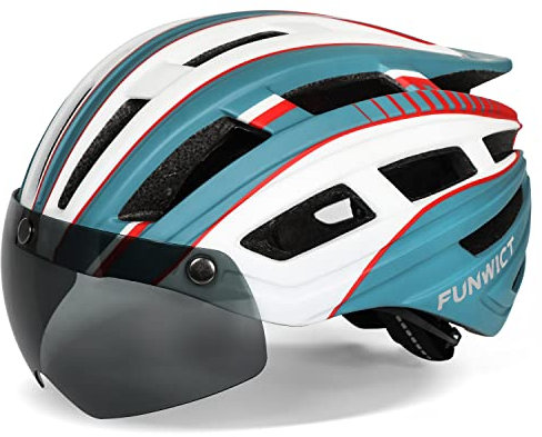 FUNWICT Fwea001, Casco Unisex Adulto, Ciano Bianco, L