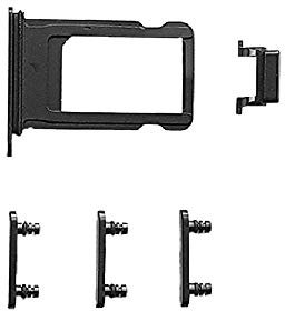 Smartex® Set Tasti Neri Laterali + Slot per SIM compatibili con iPhone 7