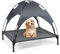 DREAMADE Lit Chien Surélevé, Lit pour Chien avec Toit, Panier Chien en Tissu Textilène pour Grands Chiens Jusqu'à 40 kg, Lit de Camp pour Chien Chat Intérieur& Extérieur (L)