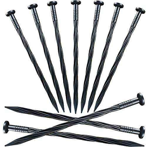80 Pcs 8 Inch Plastic Edging Nails, Spiral Landscape Fabric Edging Anchoring Stakes Nylon Landscaping Anchoring Spikes Garden Lawn Yard Spikes for Weed Barrier, Paver Edging, Artificial