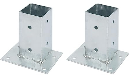 Alberts 212575 Aufschraubhülse | für die bündige Befestigung an Geraden | feuerverzinkt | 71 x 71 mm | 2er Set