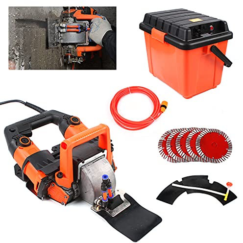 Mauernutfräse Elektrische Schlitzfräse 5200W 10500r/Min Wandfräse Staubfreie Mauerfrase mit Werkzeugkasten und Wassertank