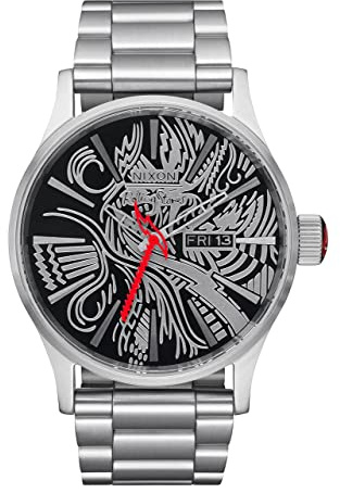 Nixon Rolling Stones Sentry Stainless Steel Herren Armbanduhr aus Edelstahl in der Farbe Silber-Schwarz, 42mm, Wasserdichtigkeit: 10Bar, A135-3625-00