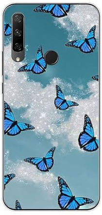 KARTXITAI Hülle Kompatibel mit Honor 9X, Stoßfeste Schutzhülle mit Weiche Silikon Bumper Case Handyhülle Anti-Kratzt Transparent Rückseite - Blauer Schmetterling