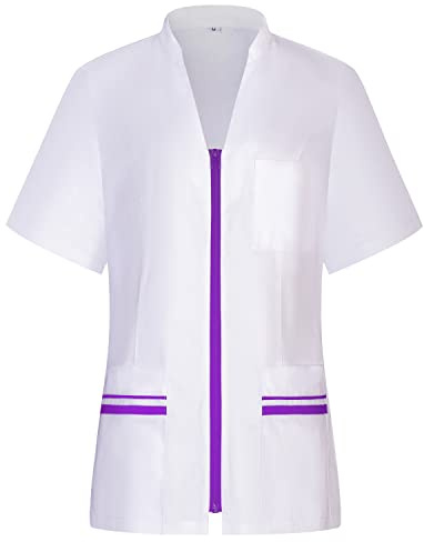 MISEMIYA - Work Clothes Lady Short Sleeves Medical Uniforms Scrub Top - Ref.712 - Large, Lilac 21