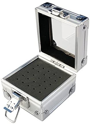 Piarktoy 25 Holes Nail Drill Grinding Bit Holder Box Display Storage Container Nail Polishing Head Stand Metal Organizer Case