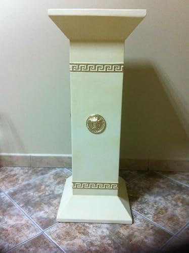 Cinar Säule Mäander Style Beistelltisch Marmoriert Dekosäule 100 cm Griechische Antik Retro Rokoko Säule Barock Blumenständer Podest Handbemalt