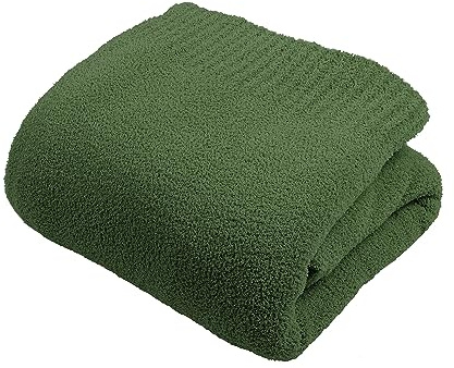 Jooja, Decke – warme Strickdecke in Queen-Größe, große weiche Kuscheldecke für Bett, leichte Flauschige Decke für gemütliche Nächte, 229 x 229 cm, dunkelgrün