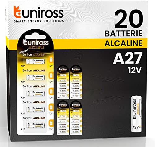 Uniross Pile MN27 A27 27A 12V Batterie Alkaline Specialistiche - 4 Blister Da 5 Batterie