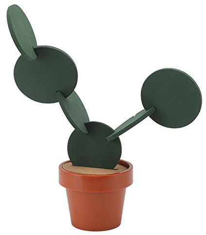 Wnvivi 7 Pcs Cactus Coaster Set, Funny Cactus Tea Coaster avec Support, Antidérapant Isolation Thermique Dessous de Verre pour Boissons Absorbant