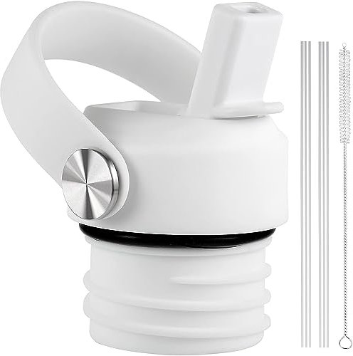 Straw Lid for Hydroflask, Lids with Straw for Hydro Flask, Straw Lid 18 21 24 oz Standard Mouth, Replacement Lid Water Bottle, Top Cap with Flexible Handle, Sport Water Bottle Cap Accessories, White