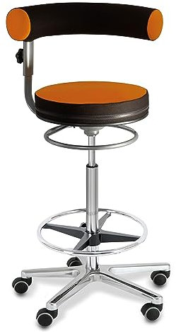Sanus®-Gesundheitsstuhl Hochstuhl Schreibtischstuhl Sitzhöhe variabel von 63-89 cm, Stoffbezug (orange/schwarz)