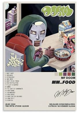 KrAtoz Mf Doom Poster Mm..Food Music Album Cover Poster Dekorative Malerei Leinwand Wandposter und Kunstdruck Modern Familie Schlafzimmer Dekor Poster 30 x 45 cm