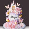 39 PCS Princess Cake Topper Castle Cake Decoration with Butterflies Artificial Flowers and Balls for Girls Kids Happy Birthday Party Decorations Princess Baby Shower Supplies (Pink and Purple)