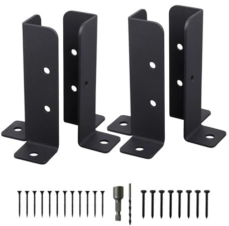 Fence Post Base Brackets, 4/8/16PCS Heavy Duty Powder Coated Fence Post Holder, Adjustable Fence Repair Kit for Garden, Mailbox (4)