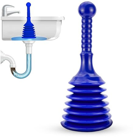 Zuvo UK#1 Plunger-Blue Unblocking Kitchen Drains, Bathroom & Shower Sinks Portable & Powerful Airpush