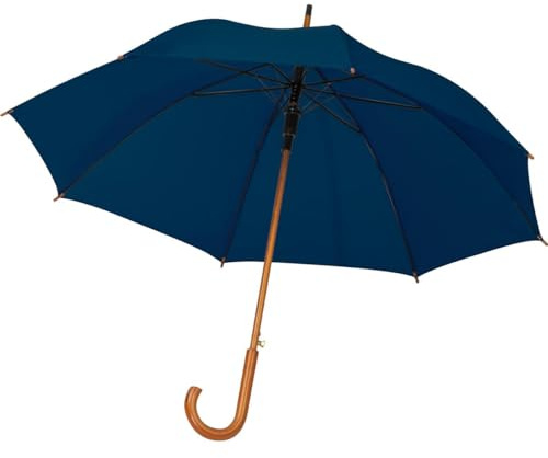 Automatik-Regenschirm mit Holzgriff / Farbe: dunkelblau