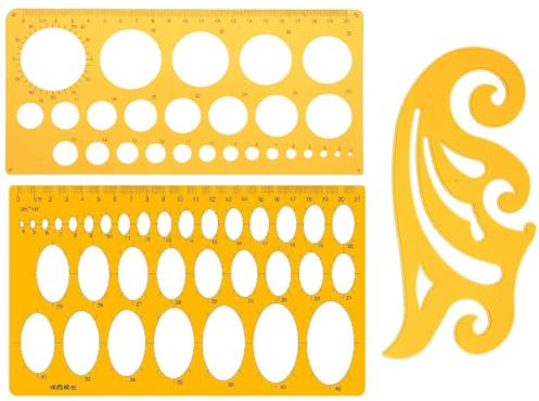 Aililong 3 Stücke Kreisschablone Set-3 robuste Schablonen. Grafikvorlagen mit verschiedenen Größen von Kreisen, Ellipsen und Kurven. Perfekt zur Verwendung im Büro, Zuhause oder Schule