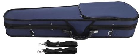 Geigenkoffer, Druckbeständiges 3-lagiges Schützendes Oxford Gewebe Dreieckige Geigen Reisebox mit Feuchtigkeitsmesser für die Geigenpflege (Rotes Futter)