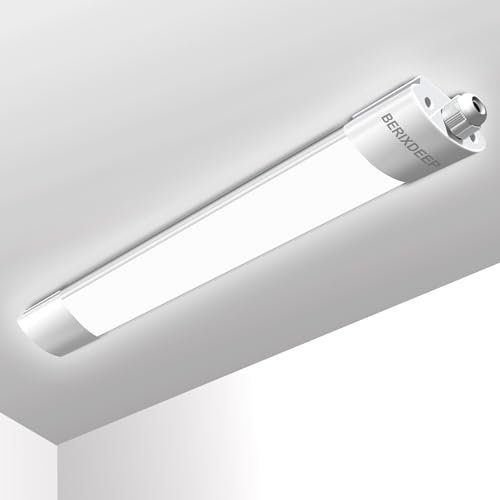 BERIXDEEP Regleta LED 60 cm Techo, Barra LED Exterior Impermeable 36W, Regleta LED Techo para Garaje Sótano Almacén Baño Oficina, Blanco Neutro 4000K, 4000lm (60cm)