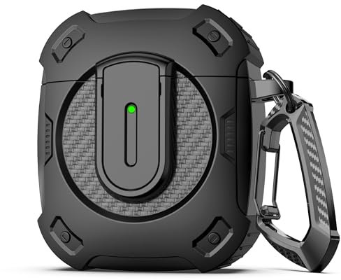 RFUNGUANGO Compatibile con AirPods 2a/1a Custodia con Kit di Pulizia, Nuova Custodia Protettiva Rigida a Tema Spaziale 2024, Armatura Protettiva Rigida Militare con Custodia con Lucchetto,Cosmos-Nero